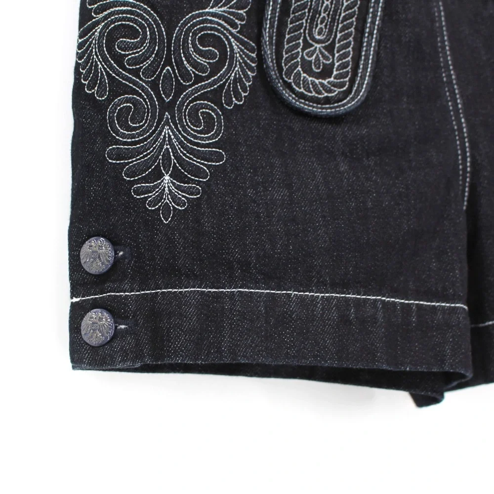 CHANEL Dark Indigo Embroidered Denim Shorts